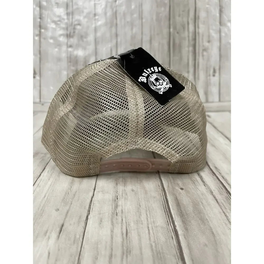 Bulzeye Hat Mens Beaded Cap Camo Tease Me Print Heart Embroidered Ripped A3